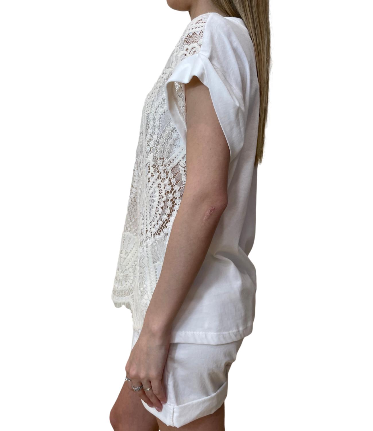 Motel Maglia Pizzo Bianca Donna