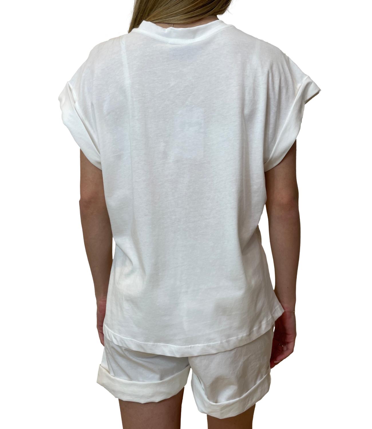 Motel Maglia Pizzo Bianca Donna