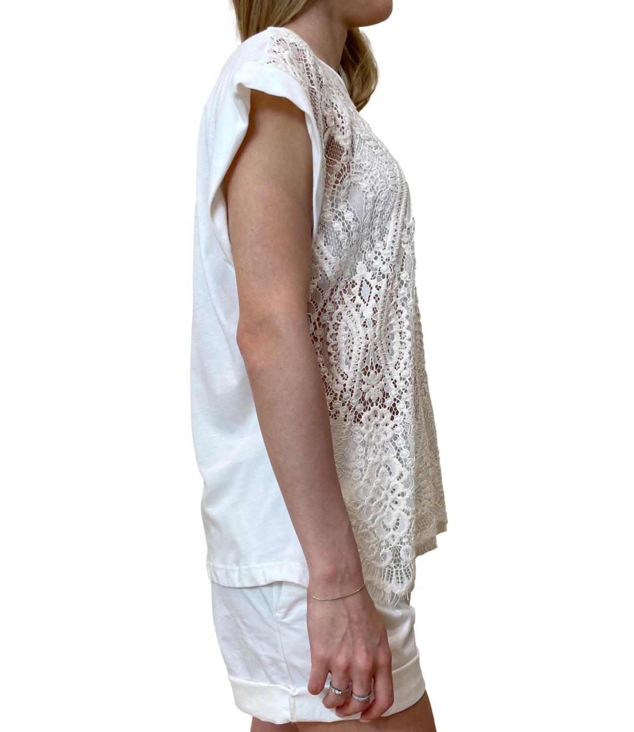 Motel Maglia Pizzo Bianca Donna