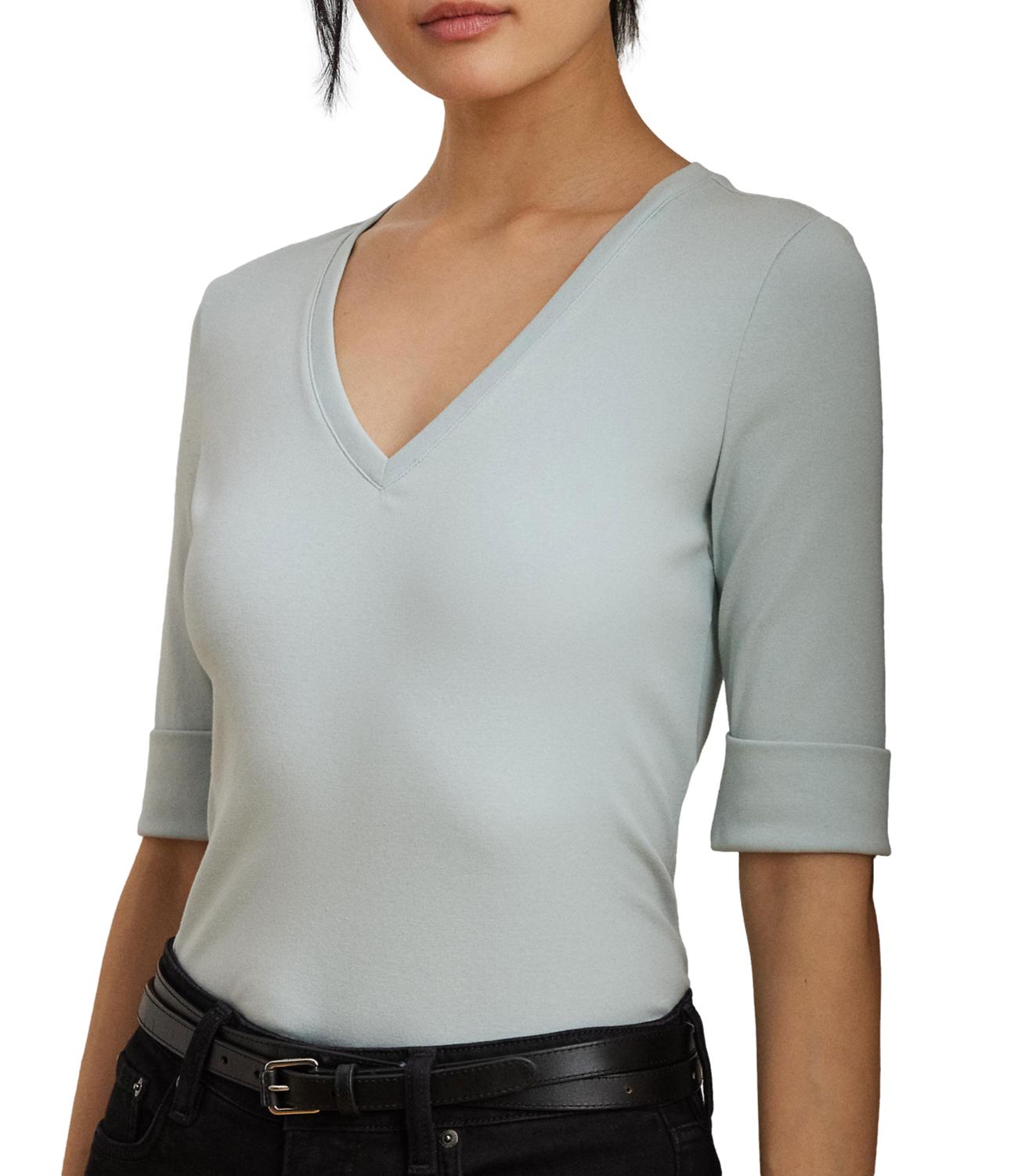 T-shirt a V Judy acqua perla