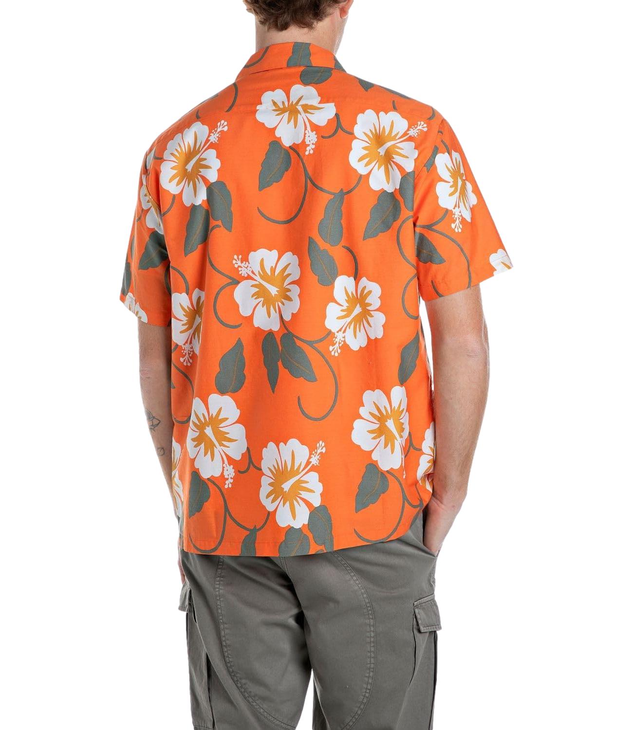 Camicia Replay fantasia arancione a fiori
