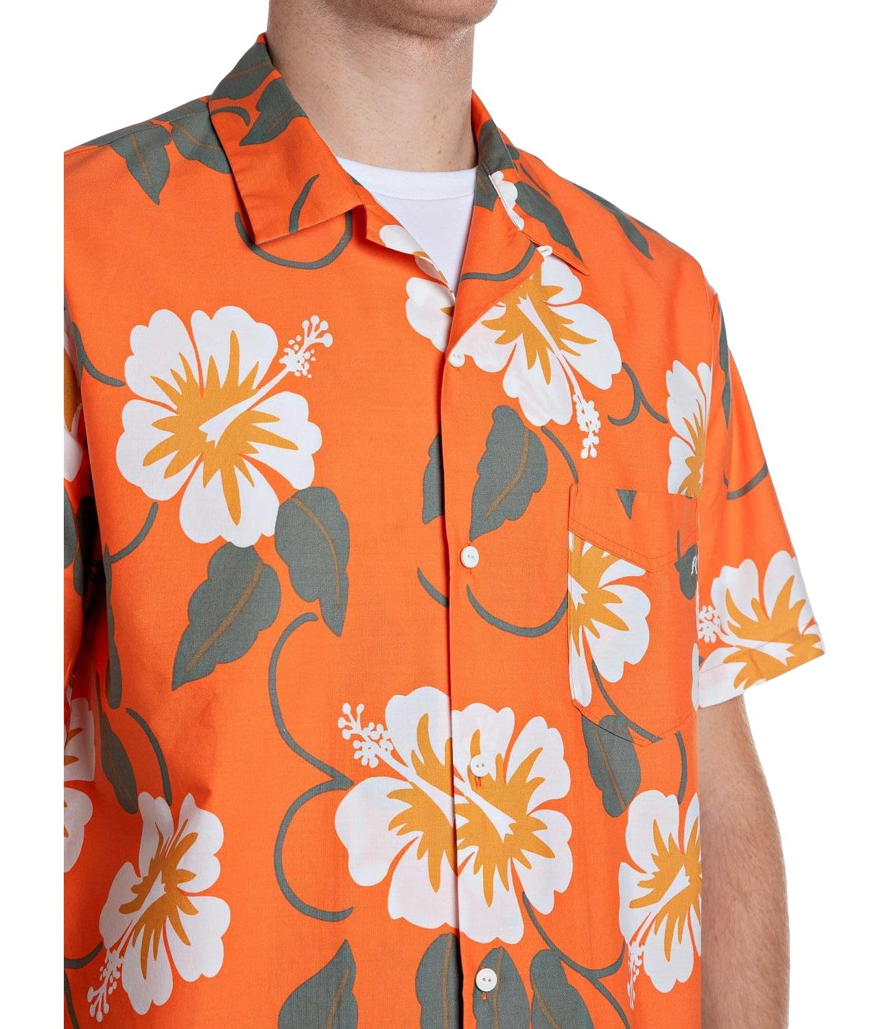 Camicia Replay fantasia arancione a fiori