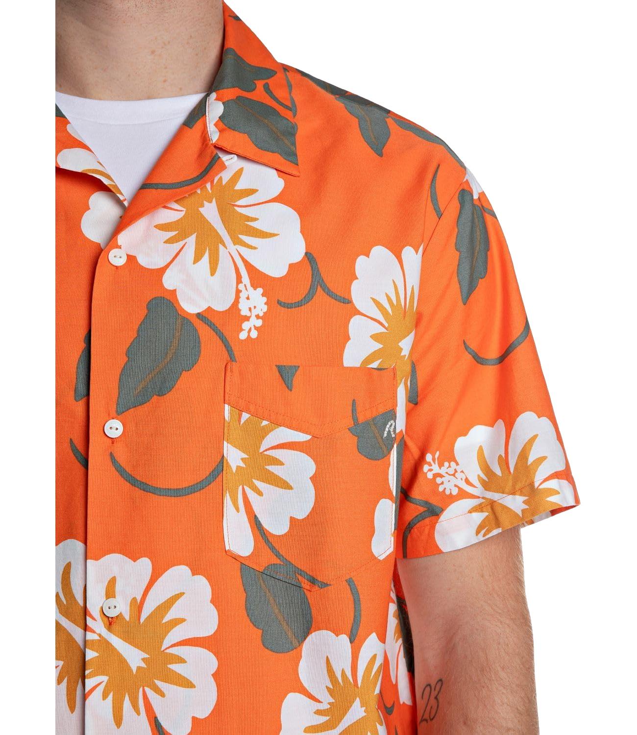 Camicia Replay fantasia arancione a fiori