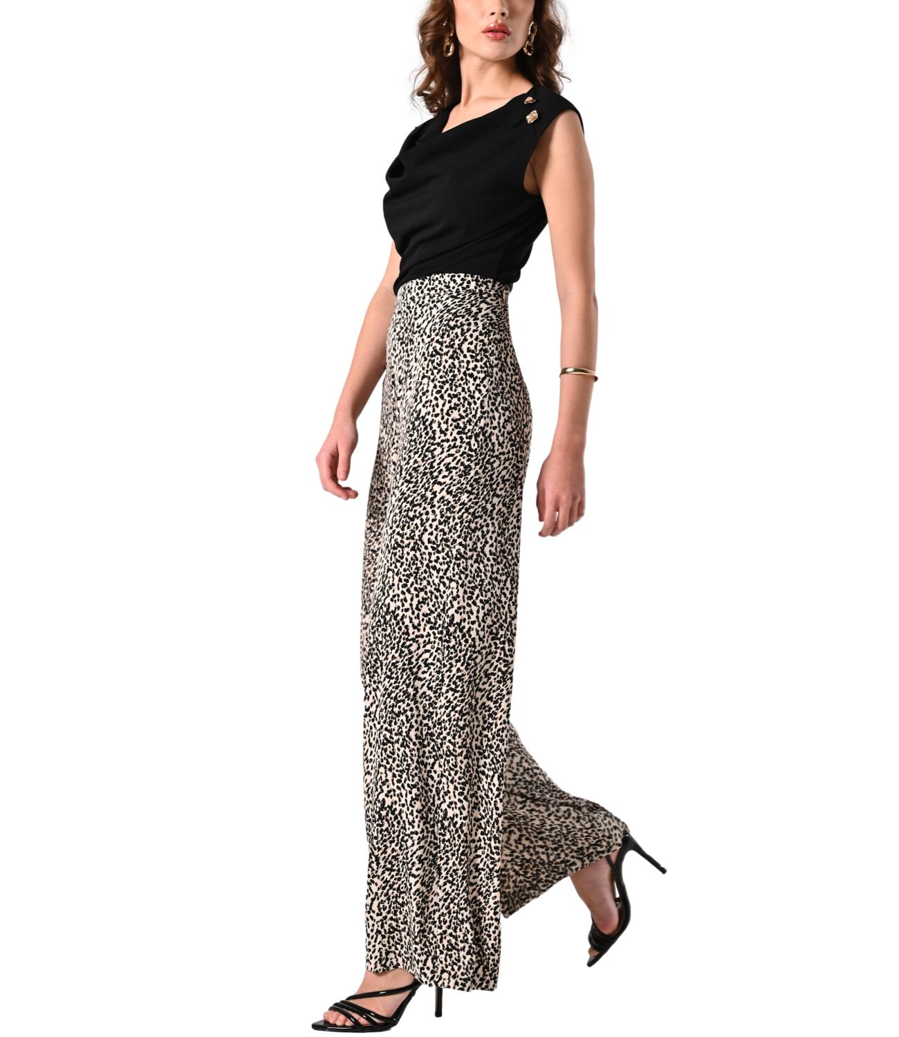 Rinascimento Pantalone Animalier Beige Donna