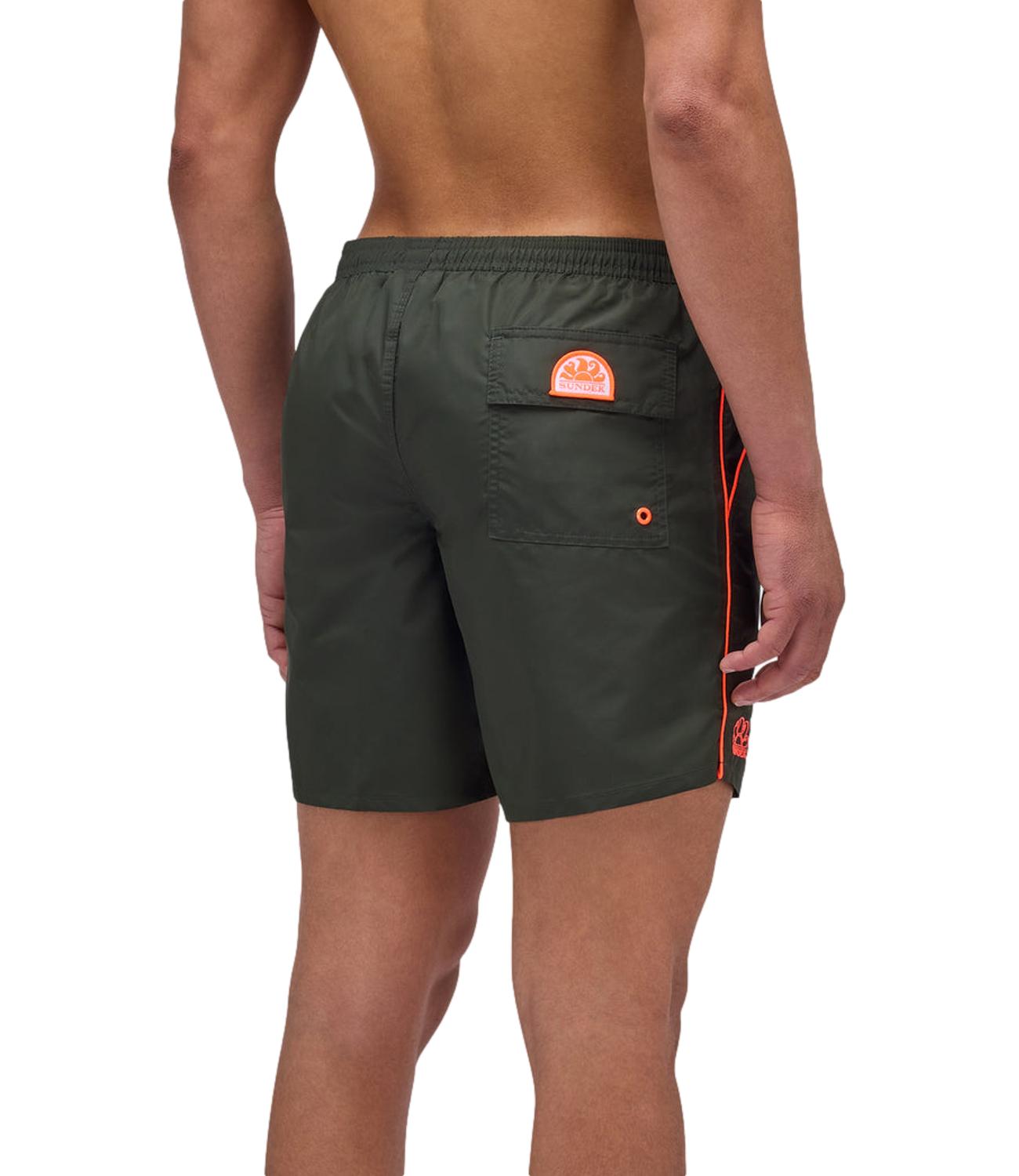 Sundek costume da bagno verde con riga fluo arancio