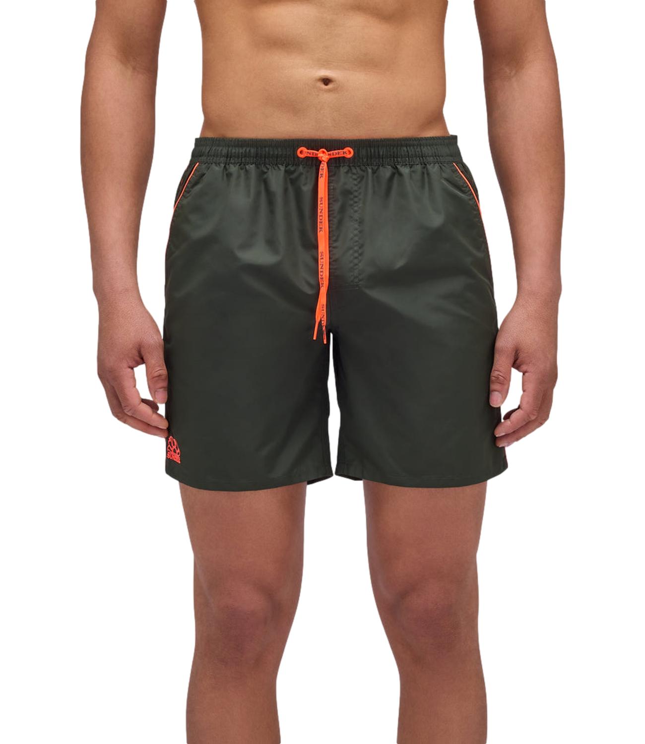 Sundek costume da bagno verde con riga fluo arancio