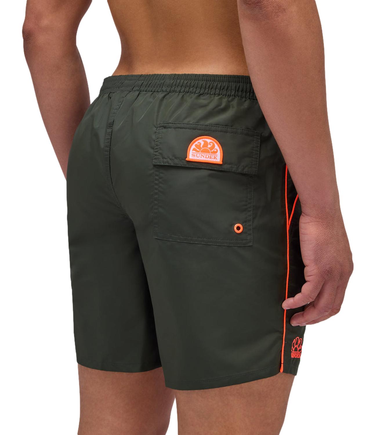 Sundek costume da bagno verde con riga fluo arancio