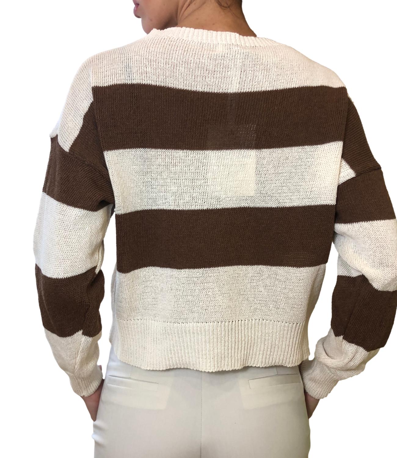 Susy Mix Maglia riga Latte Donna