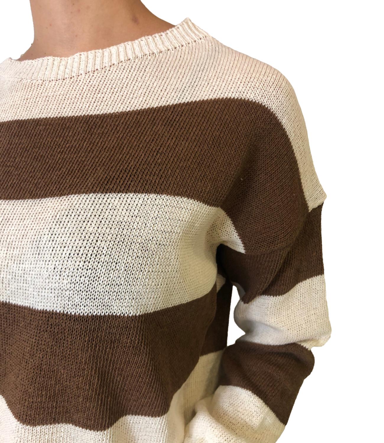Susy Mix Maglia riga Latte Donna