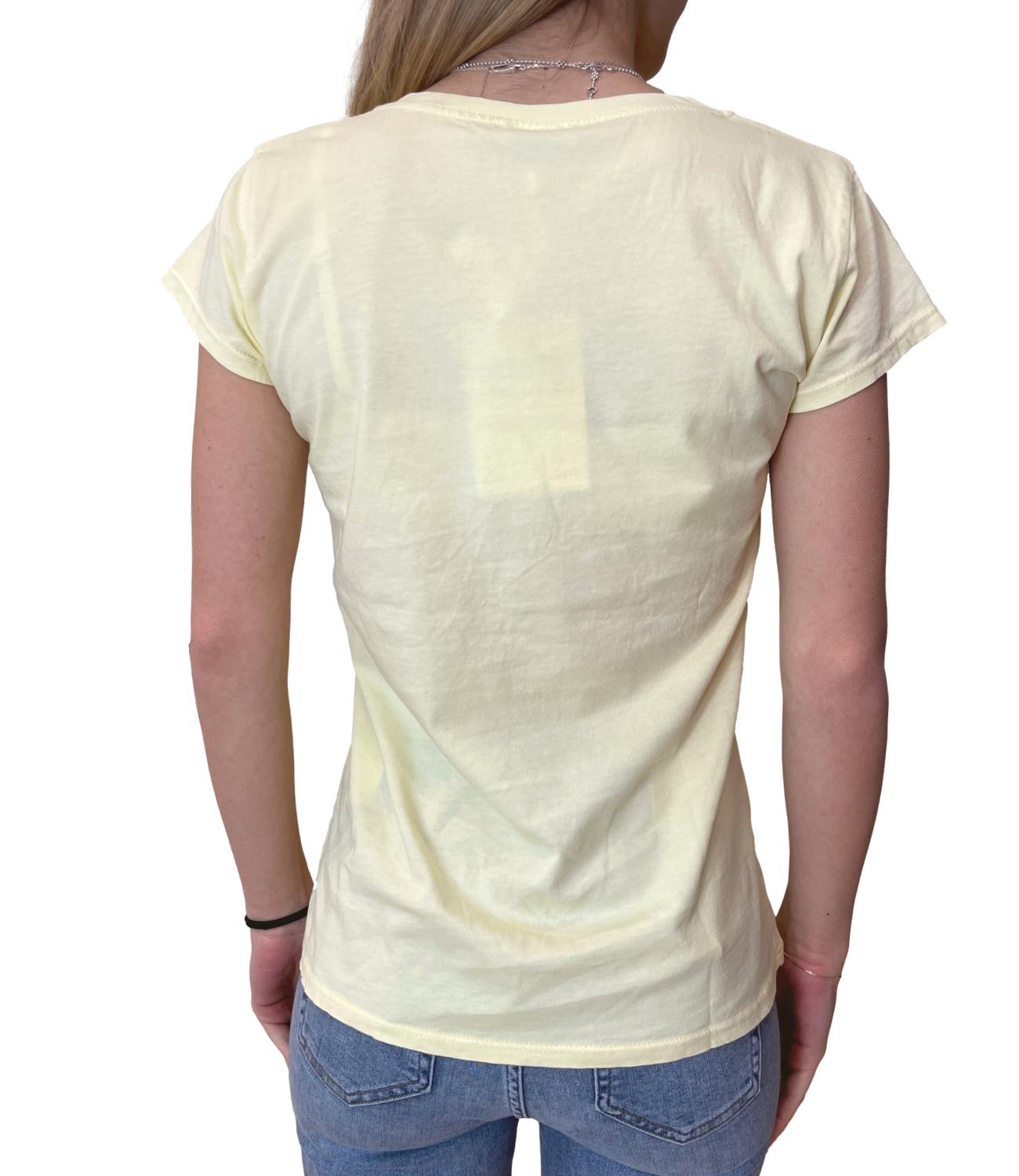 Susy Mix T-shirt Scollo V Gialla Donna