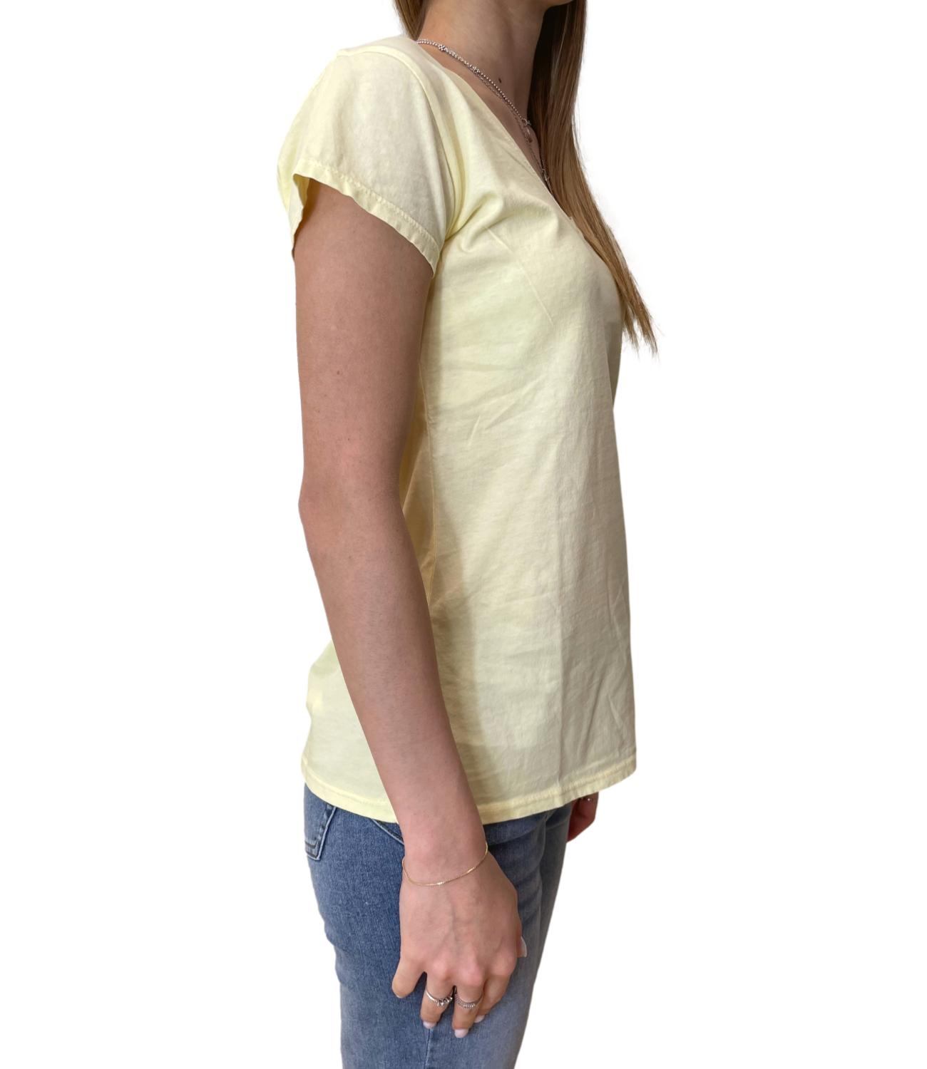 Susy Mix T-shirt Scollo V Gialla Donna