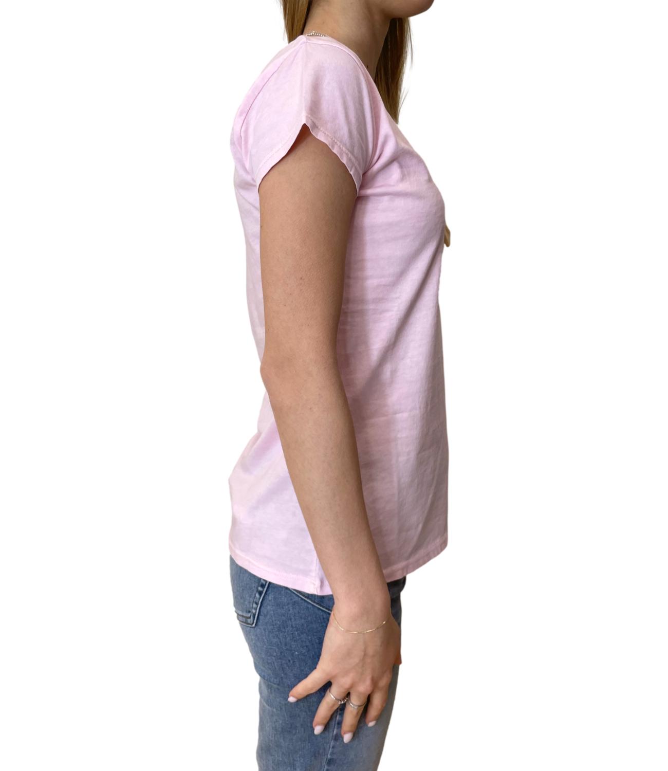 Susy Mix T-shirt Scollo V Rosa Donna