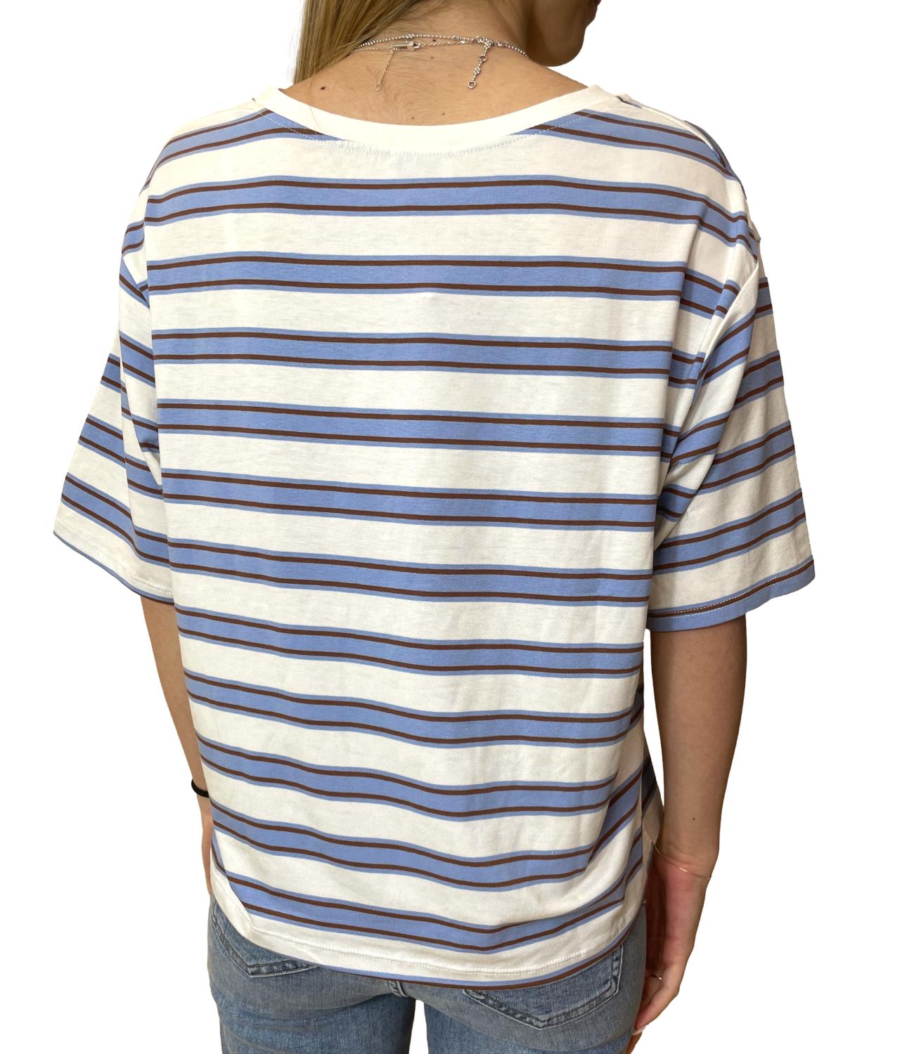 Susy Mix T-shirt Rigata Celeste Donna