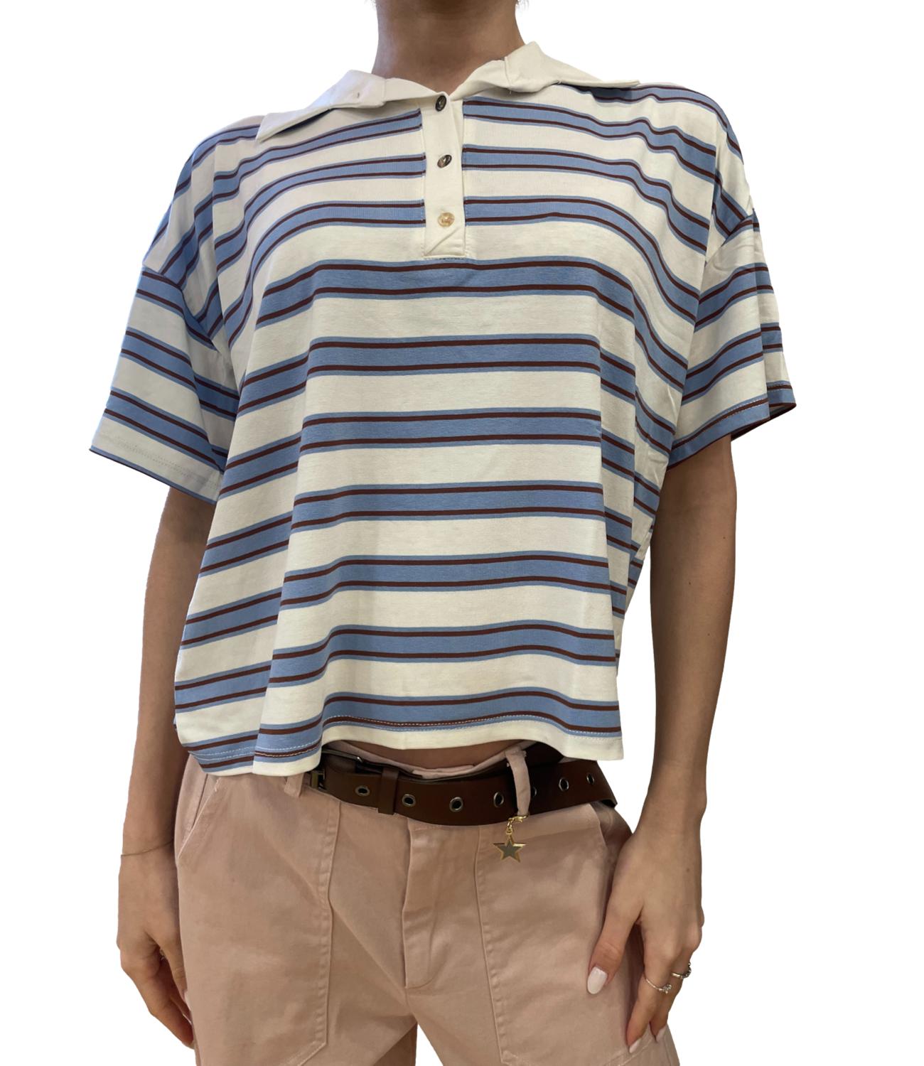 Susy Mix polo a righe azzurra donna