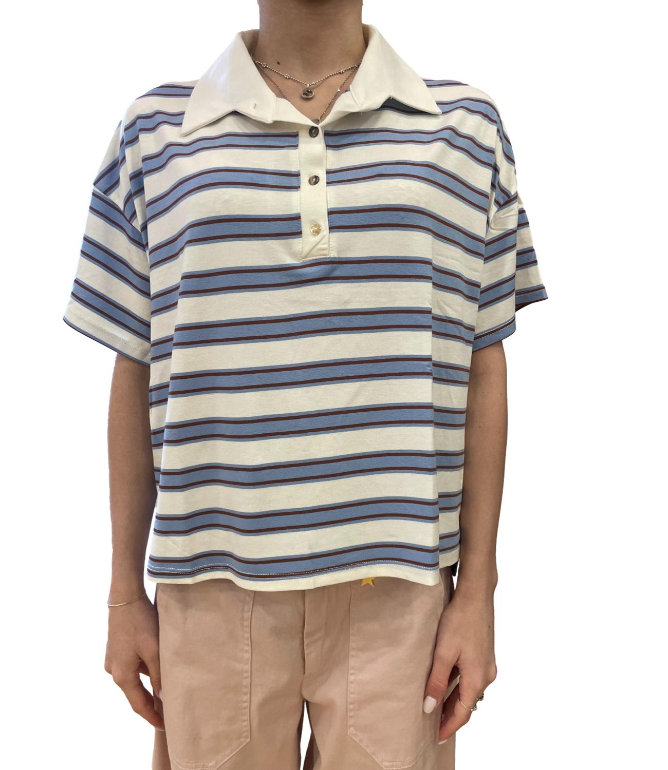 Susy Mix polo a righe azzurra donna