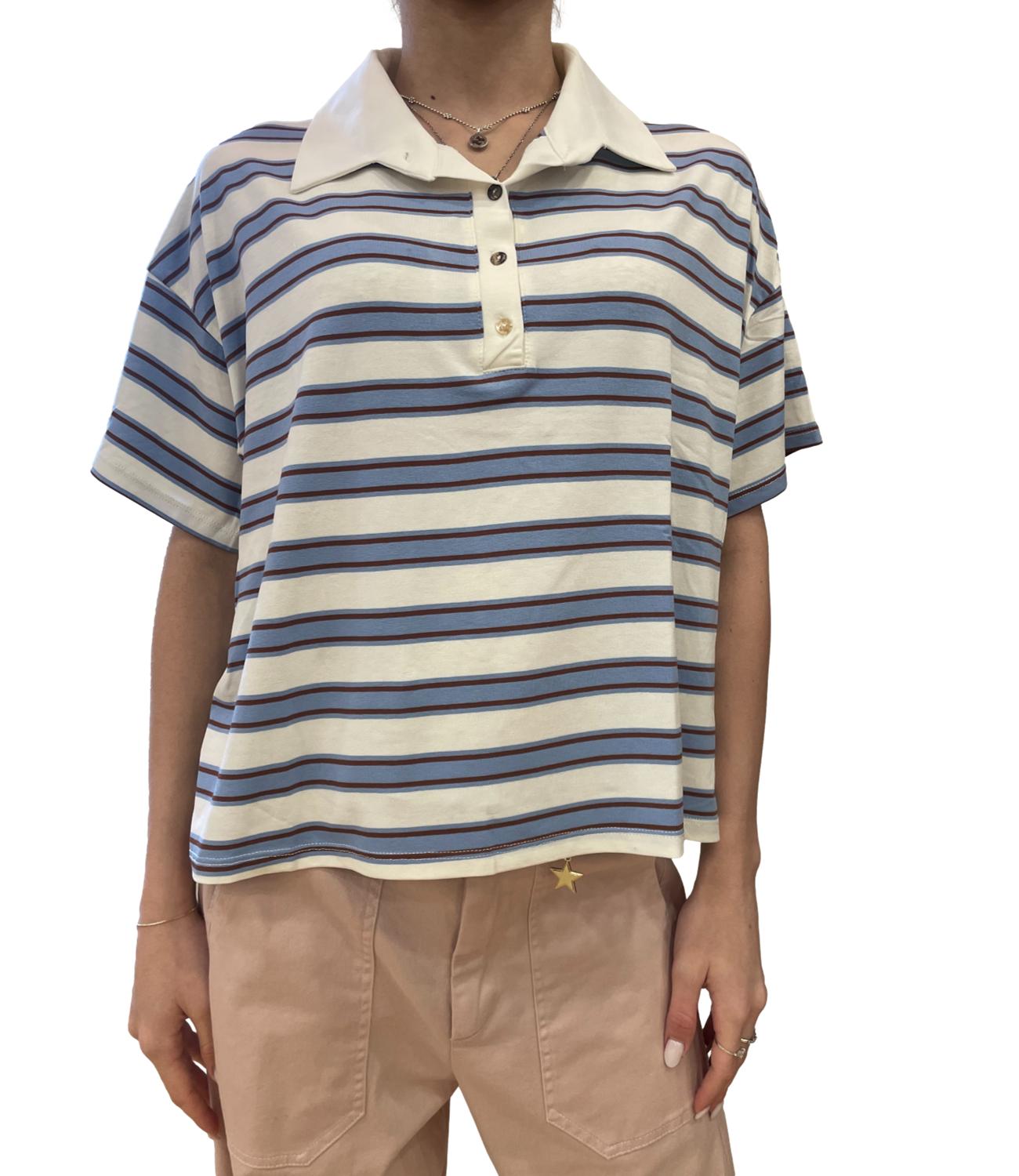 Susy Mix polo a righe azzurra donna