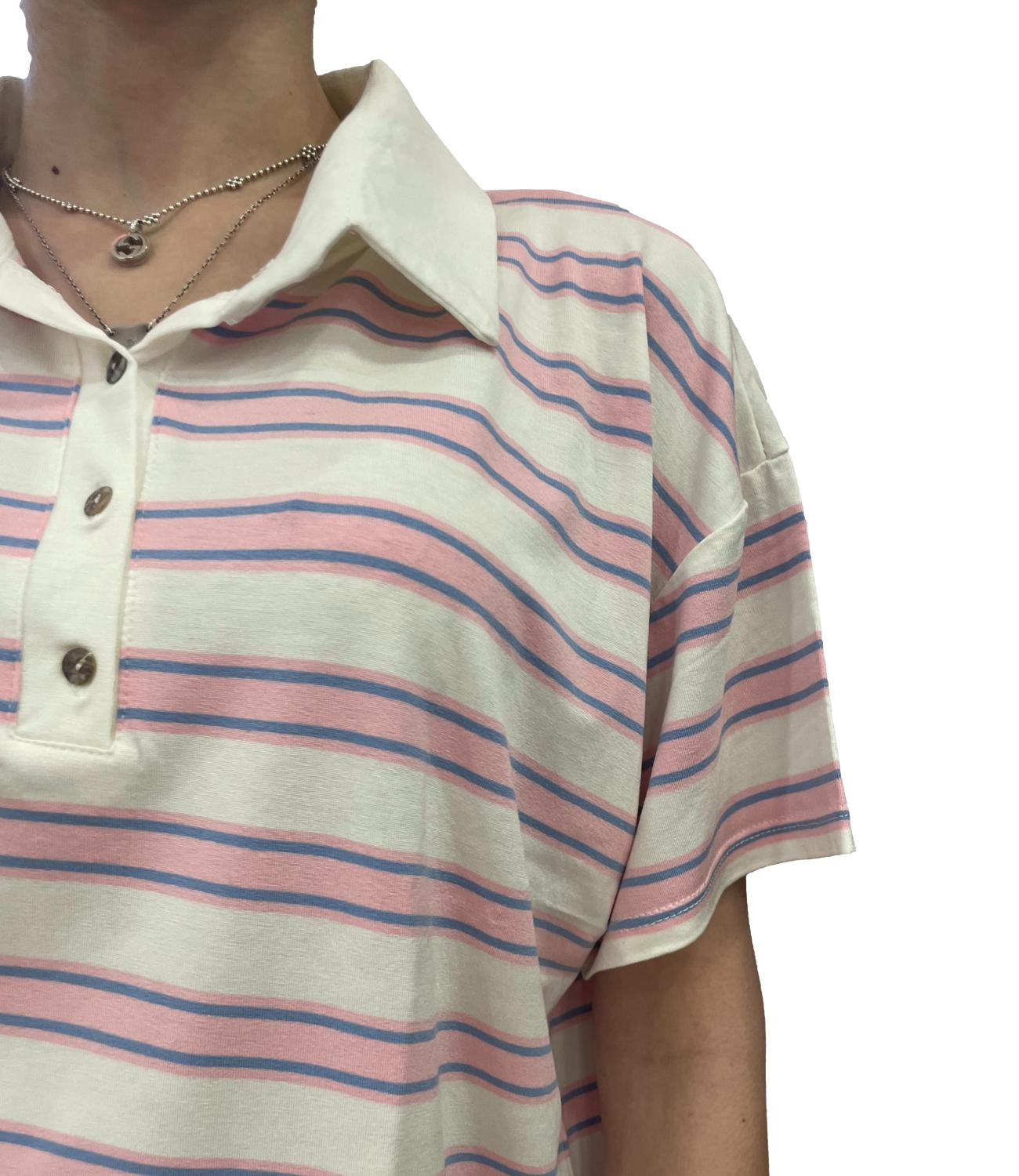 Susy Mix polo a righe rosa donna