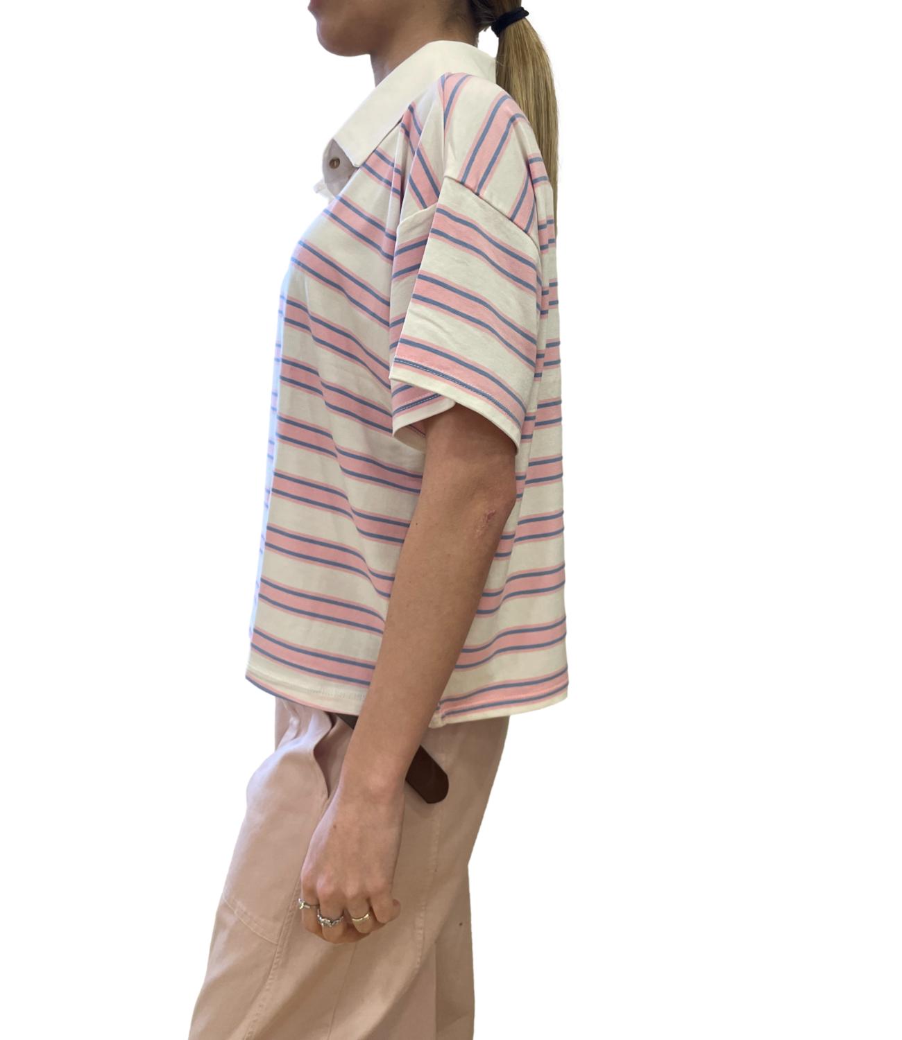 Susy Mix polo a righe rosa donna