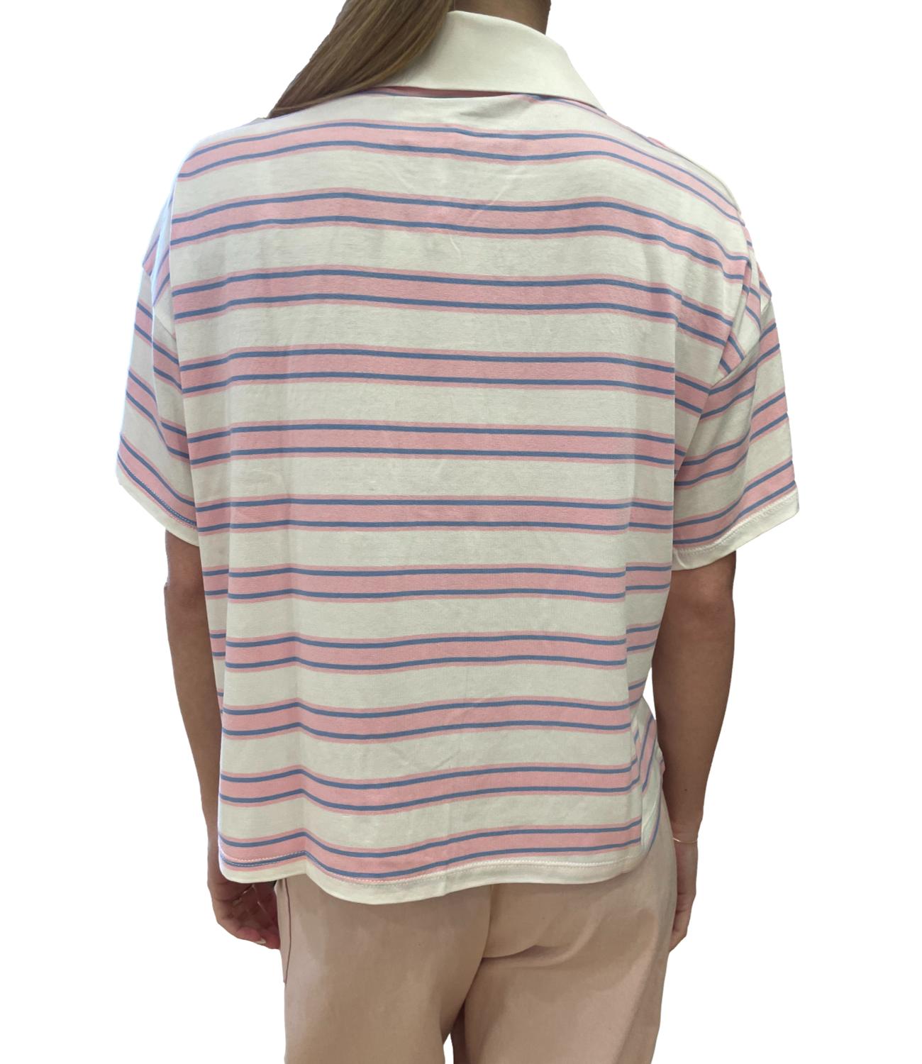 Susy Mix polo a righe rosa donna