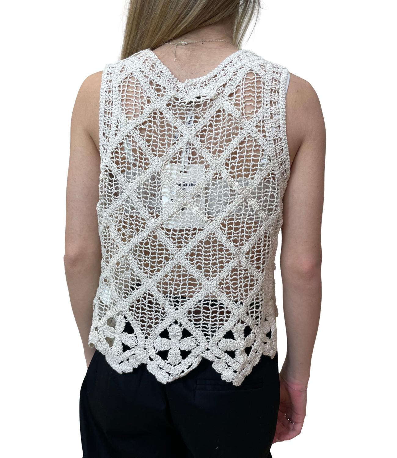 Susy Mix Canotta Crochet Beige Donna