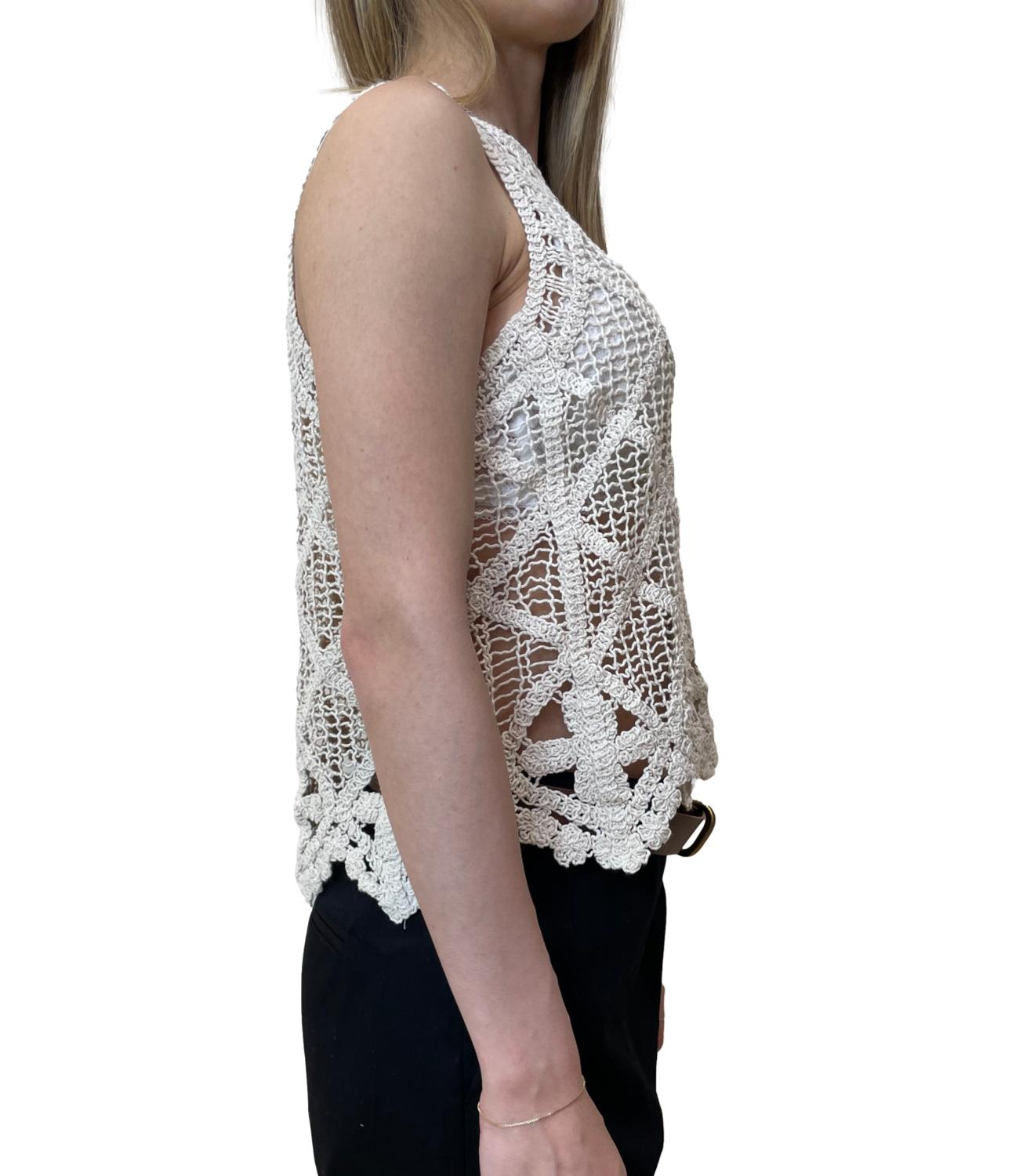 Susy Mix Canotta Crochet Beige Donna