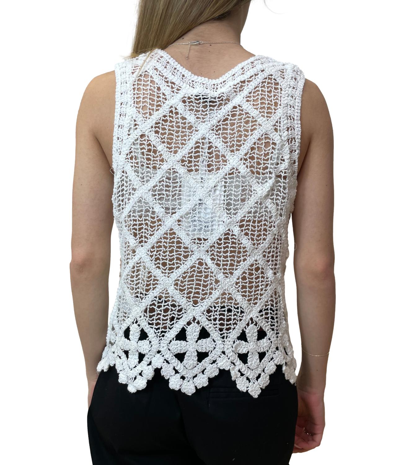 Susy Mix Canotta Crochet Bianca Donna