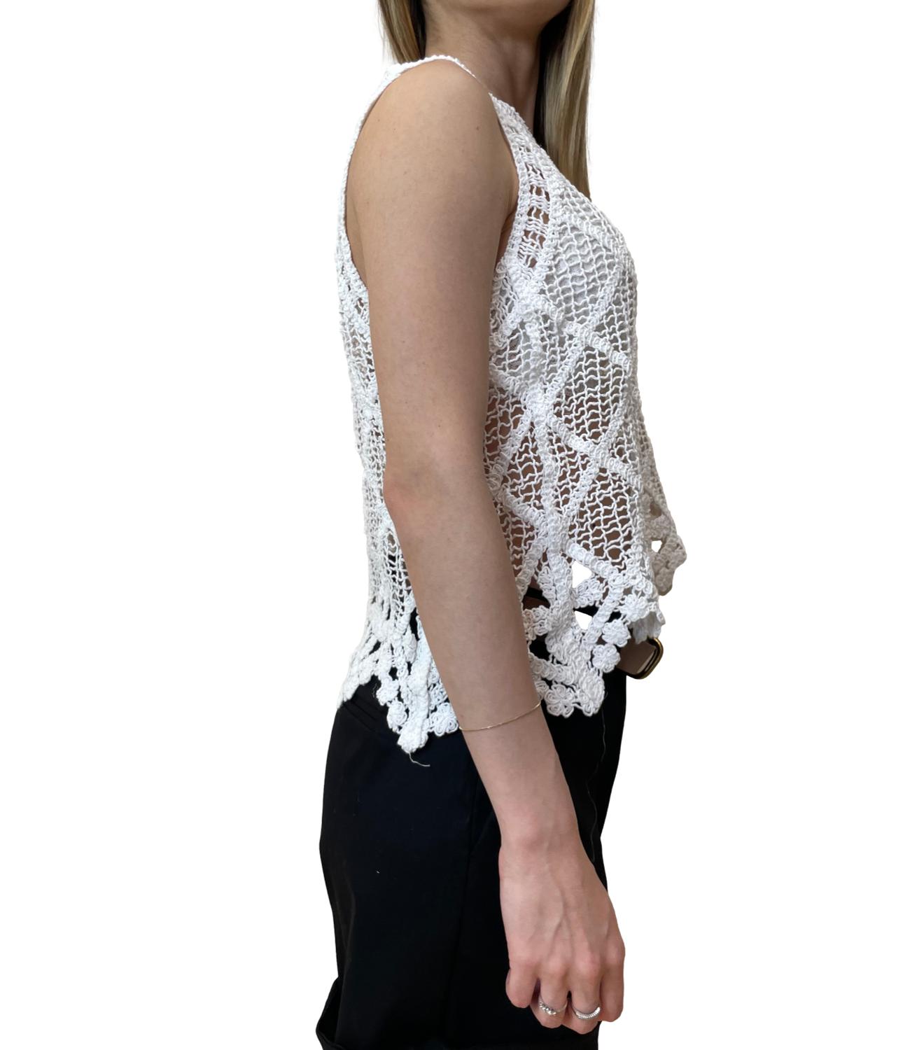 Susy Mix Canotta Crochet Bianca Donna