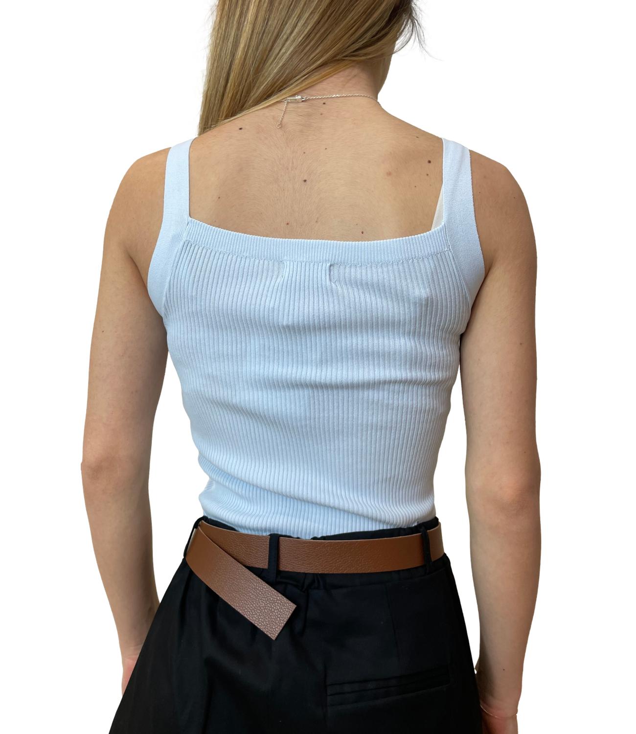Susy Mix Canotta Strass Celeste
