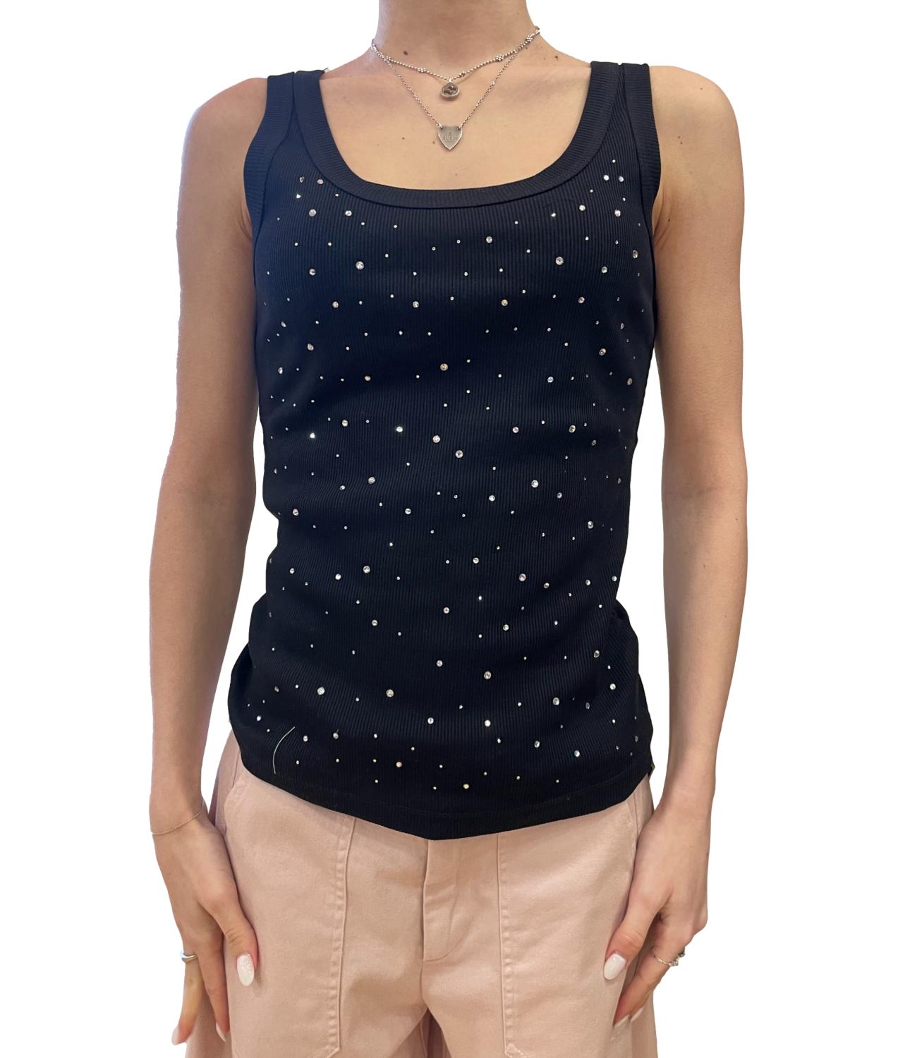 Susy Mix canotta nera con strass donna