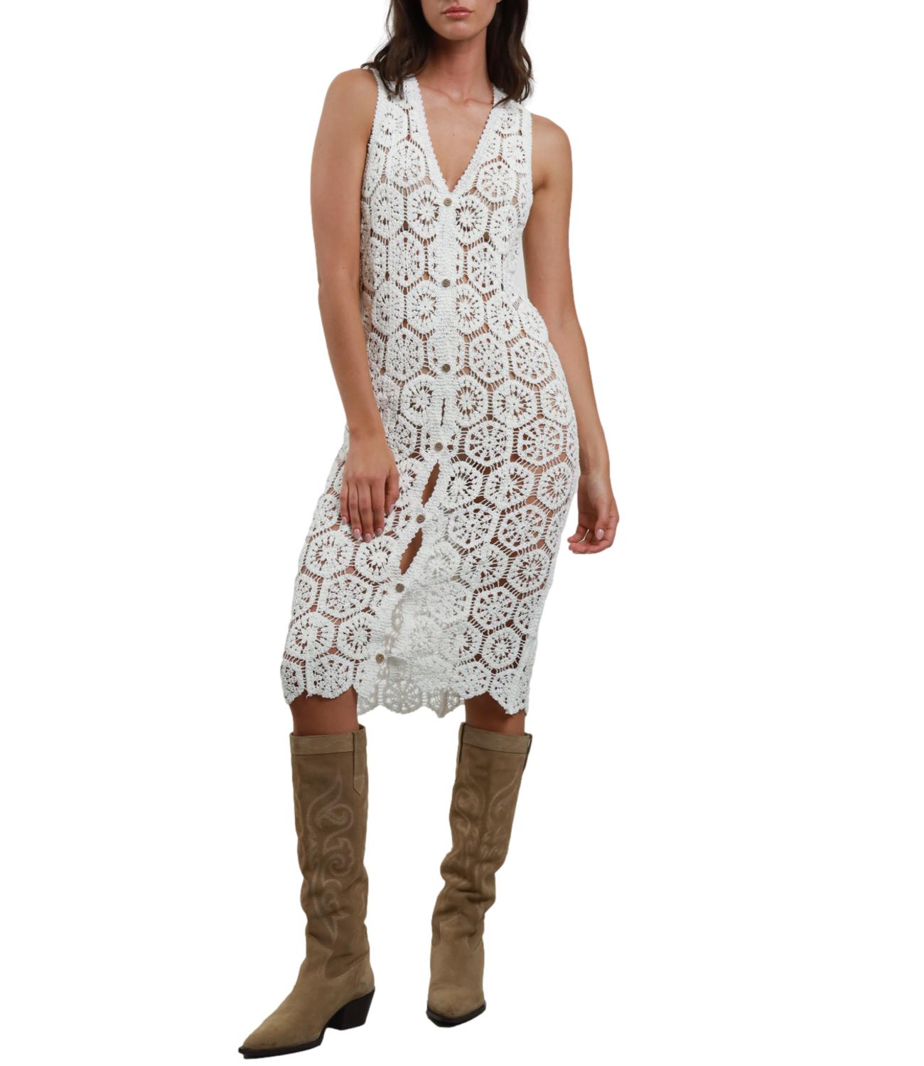 Susy Mix Abito Crochet Bianco Donna