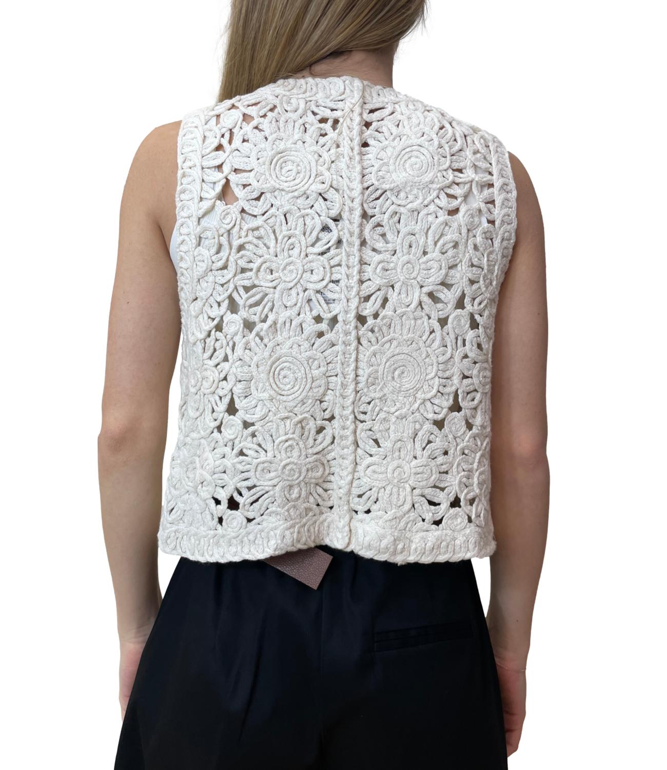 Susy Mix Gilet Crochet Beige Donna