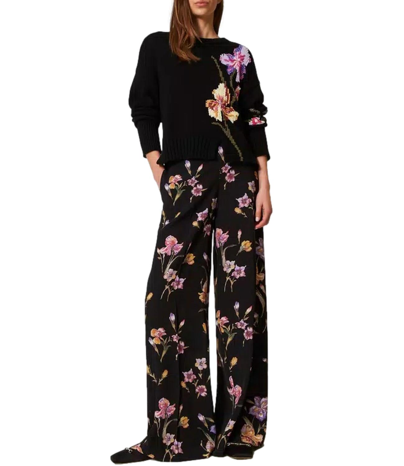 Twinset Pantaloni Multicolor Neri Donna
