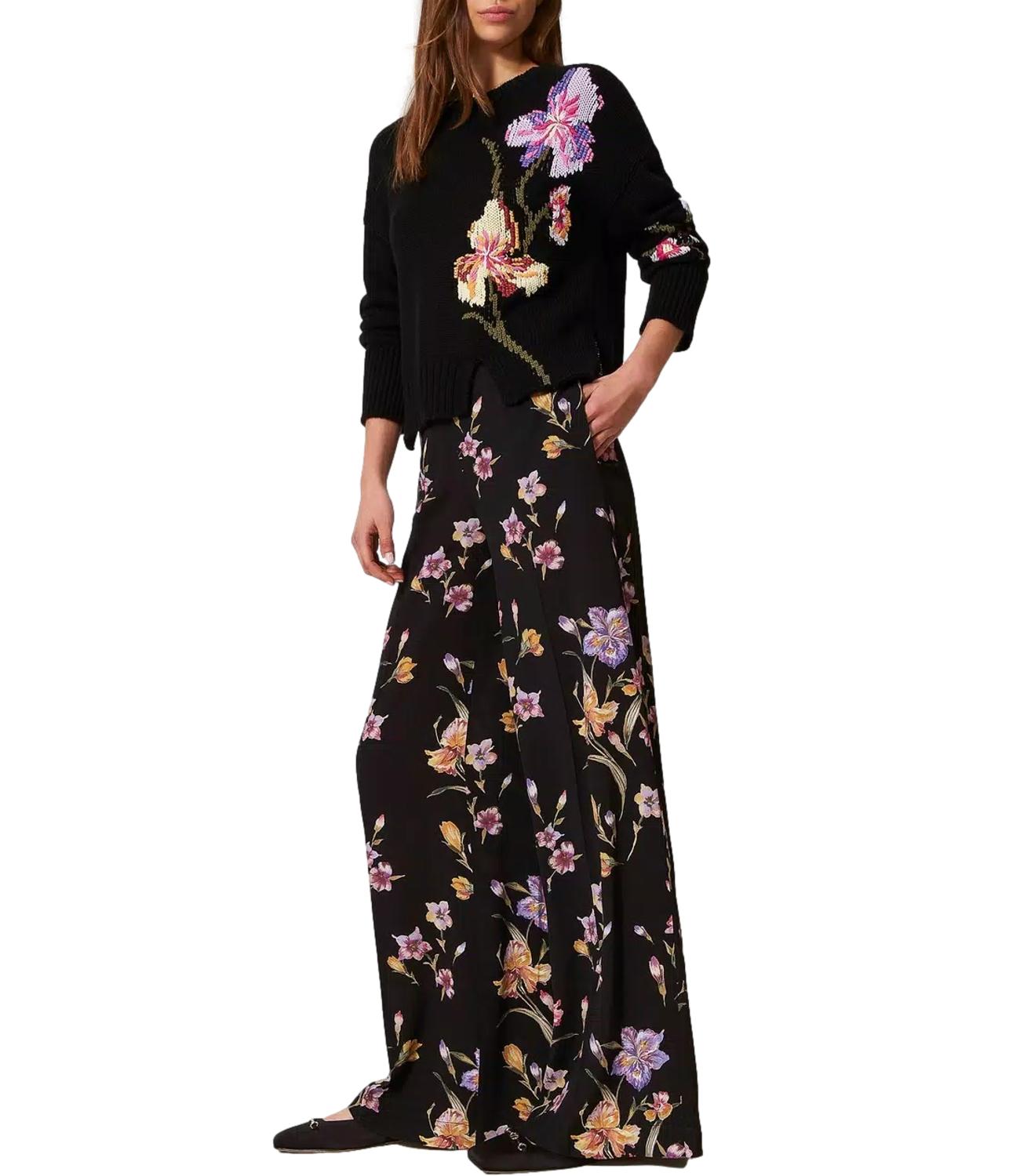 Twinset Pantaloni Multicolor Neri Donna