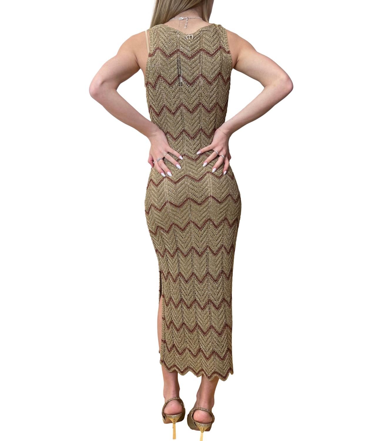 Twinset abito lurex golden green donna
