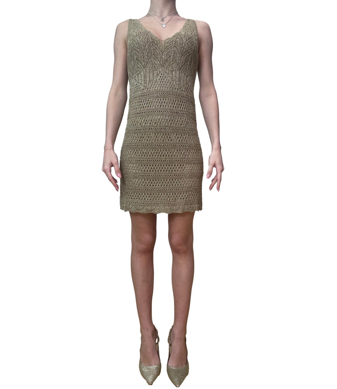 Twinset Abito Verde Oro Donna