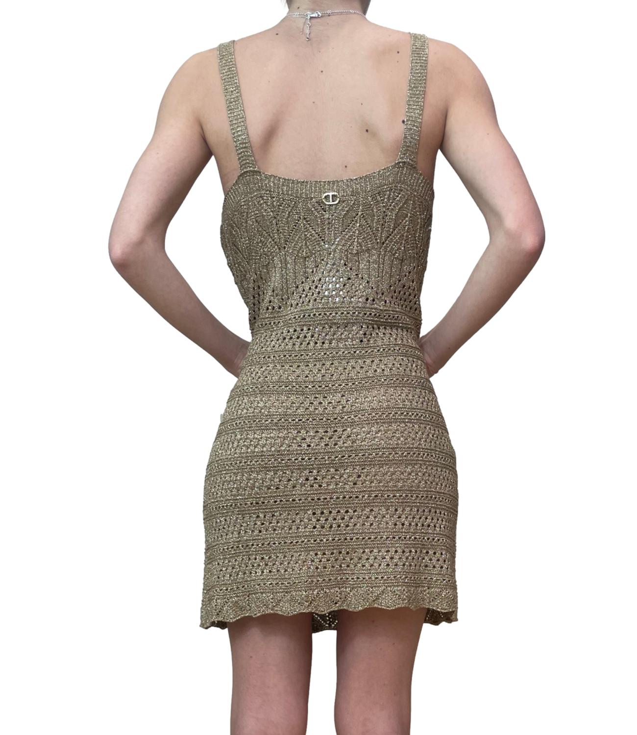 Twinset Abito Verde Oro Donna