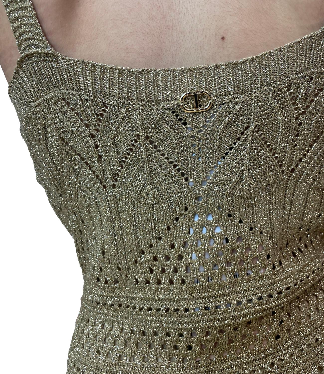 Twinset Abito Verde Oro Donna