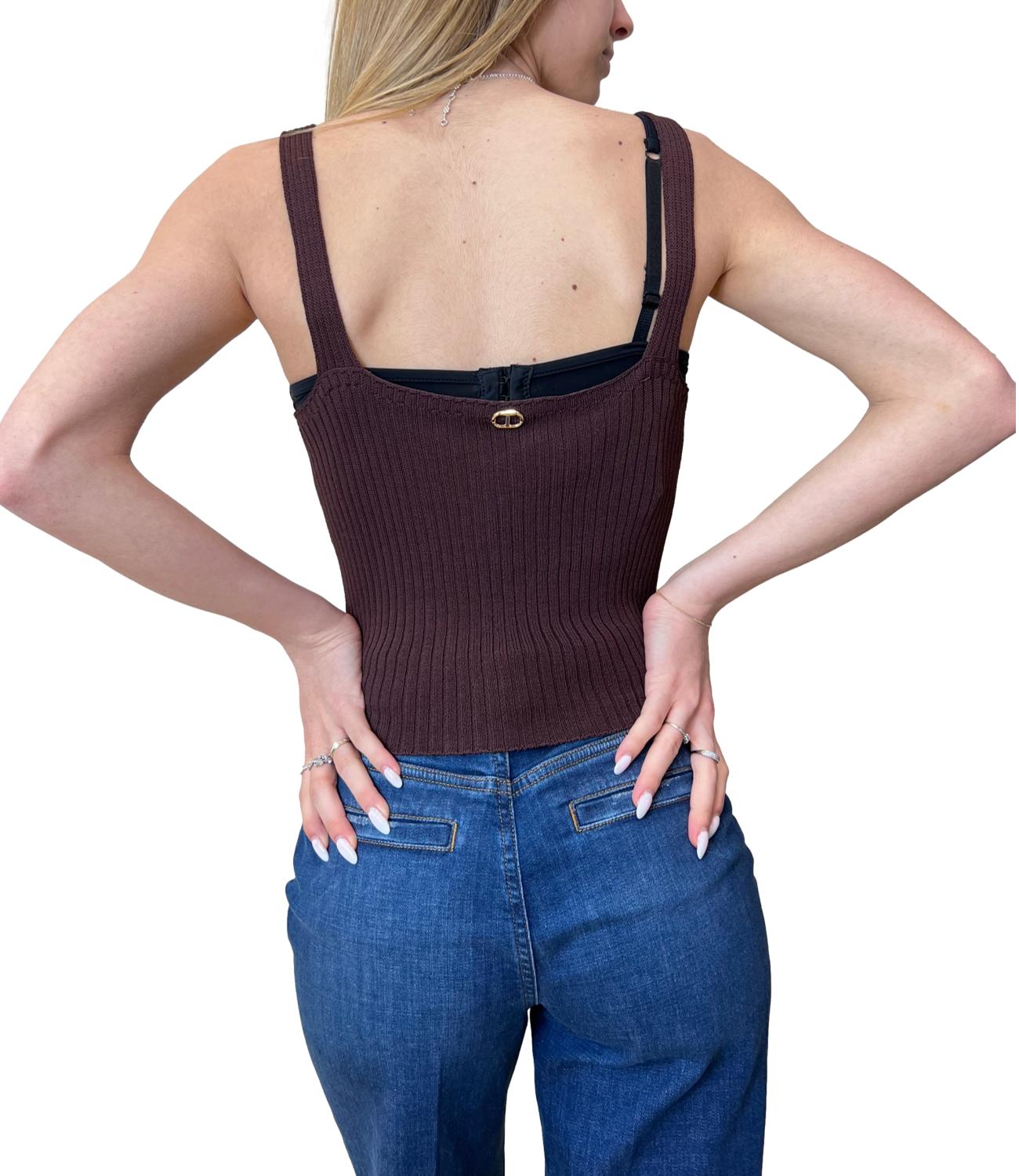 Twinset Canotta Cioccolato Donna