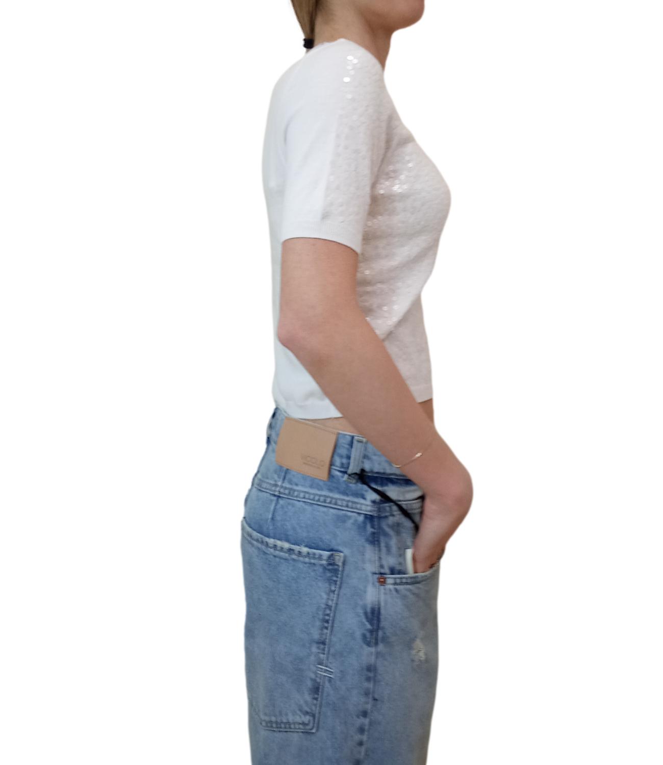 Vicolo t-shirt con paillettes bainca donna