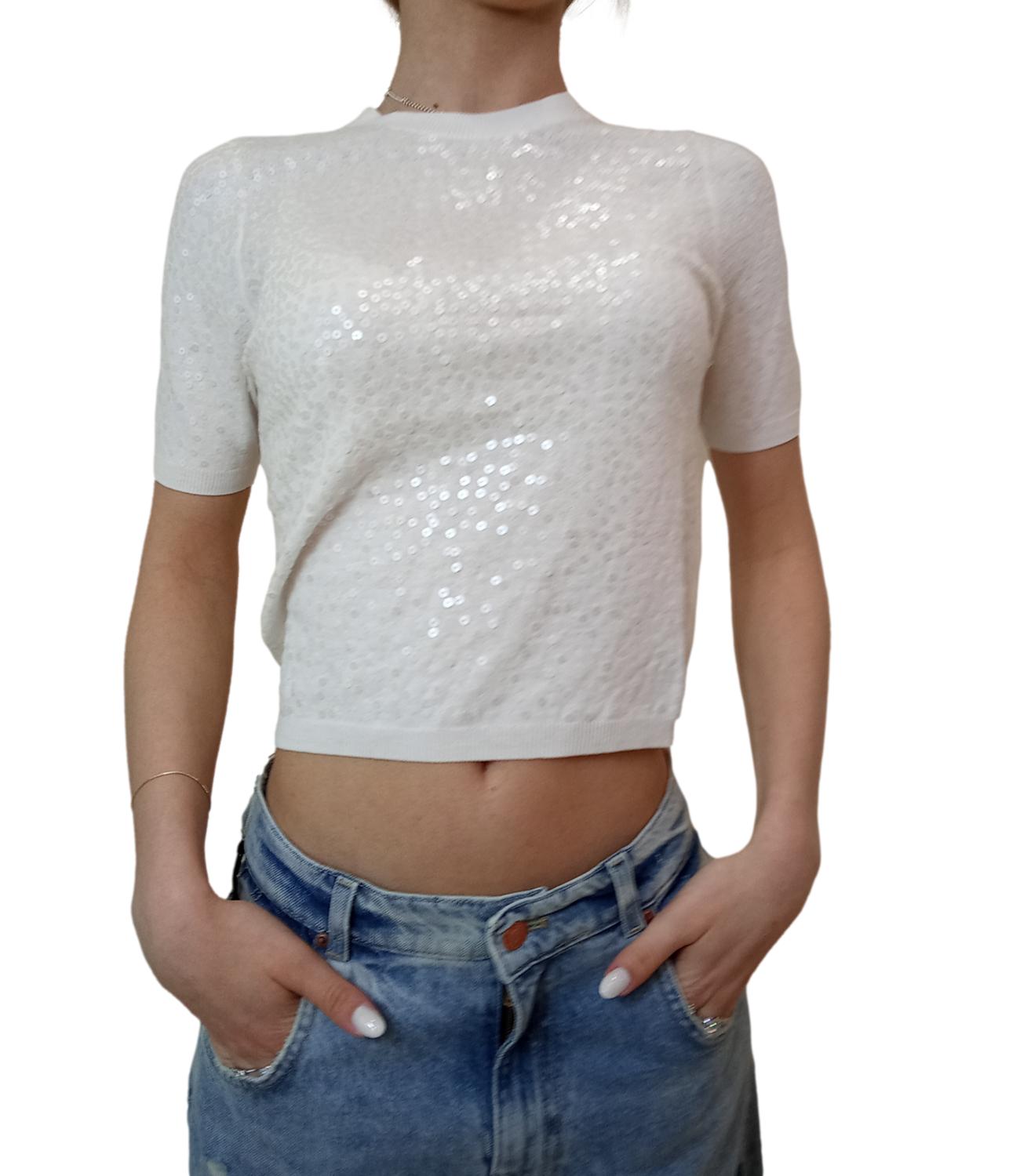 Vicolo t-shirt con paillettes bainca donna