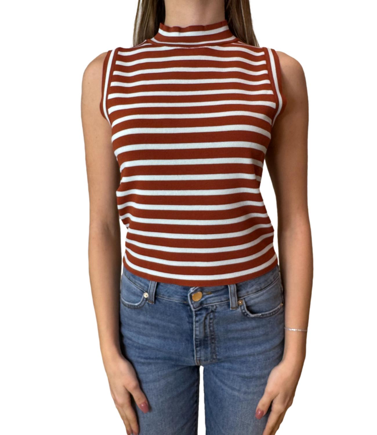 Vicolo maglia righe ruggine donna