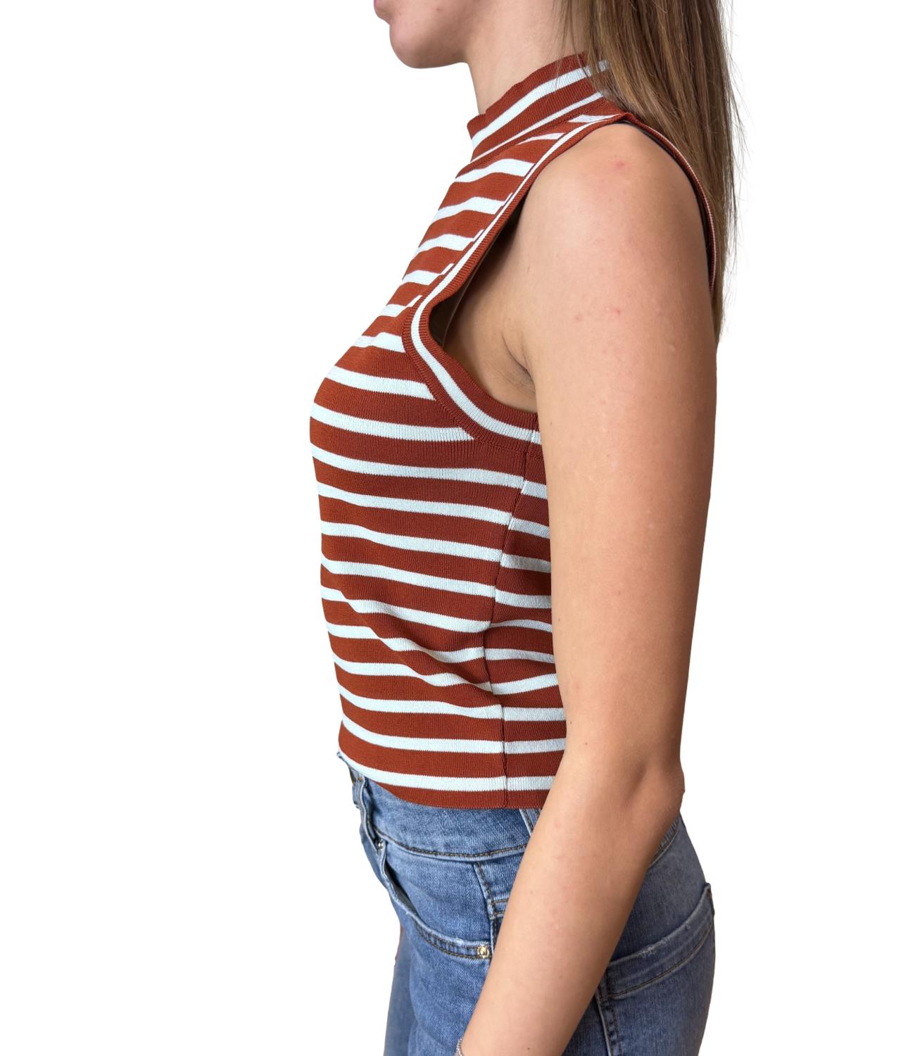 Vicolo maglia righe ruggine donna
