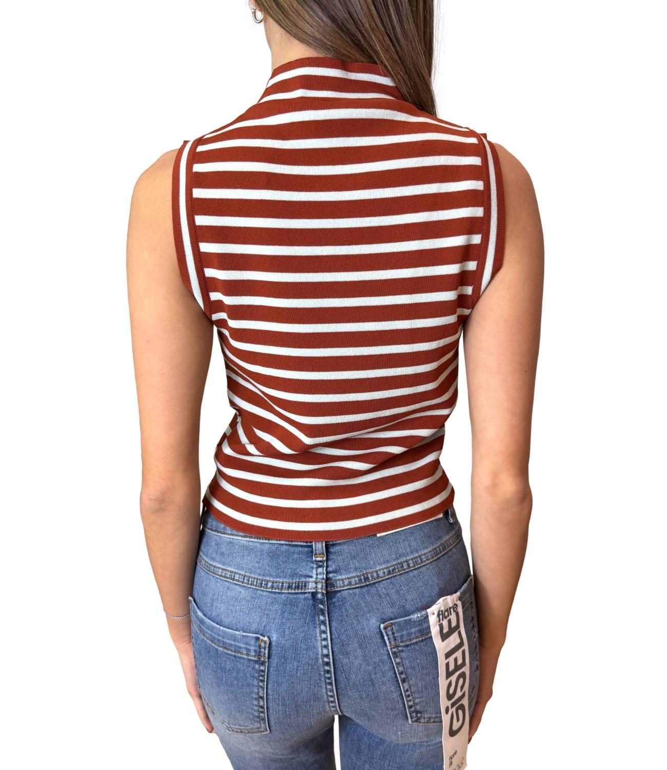 Vicolo maglia righe ruggine donna