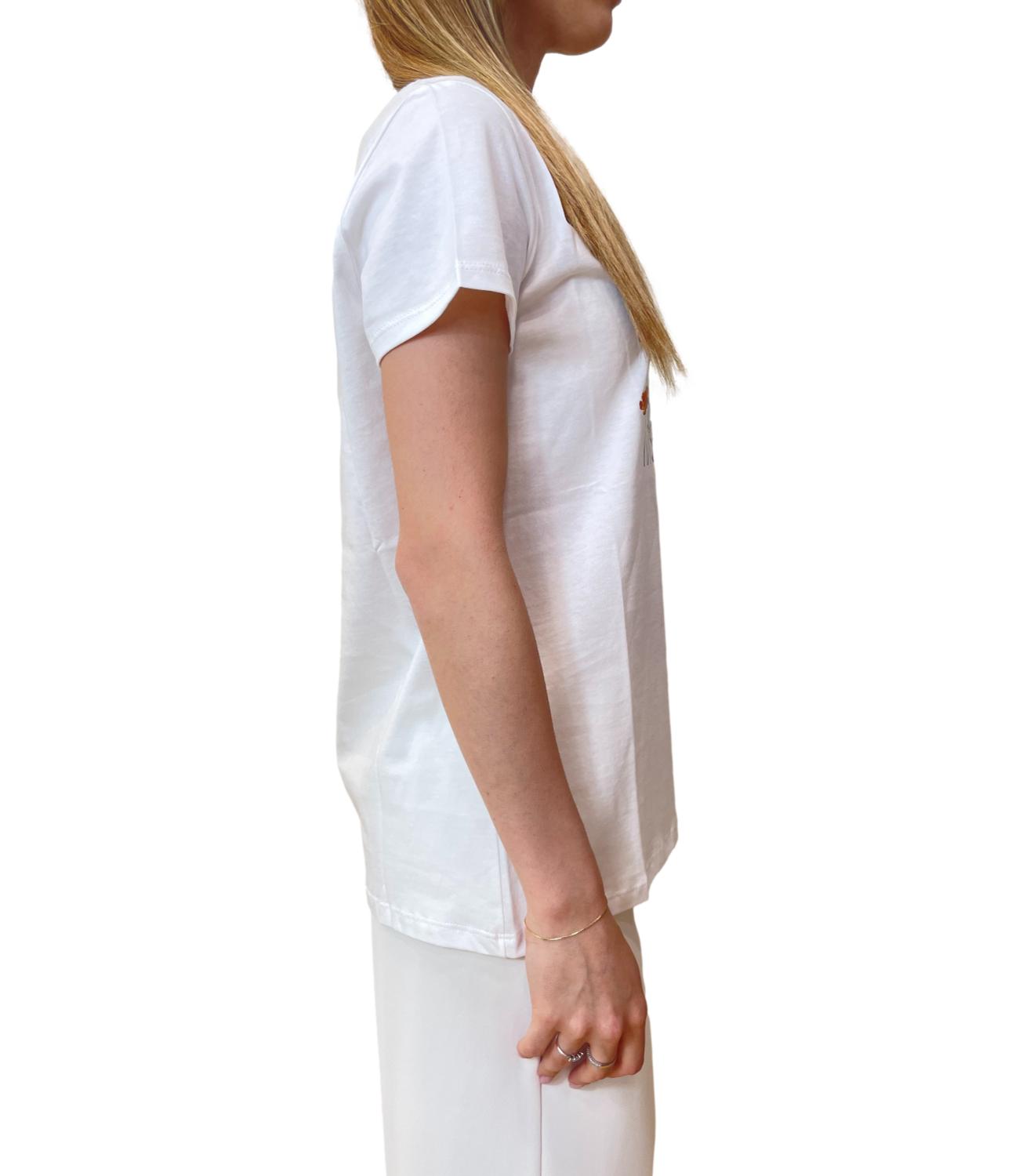 Vicolo t-shirt bianca stampa fiori donna