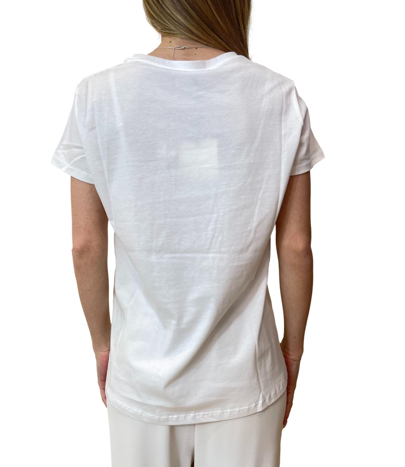 Vicolo t-shirt bianca stampa fiori donna
