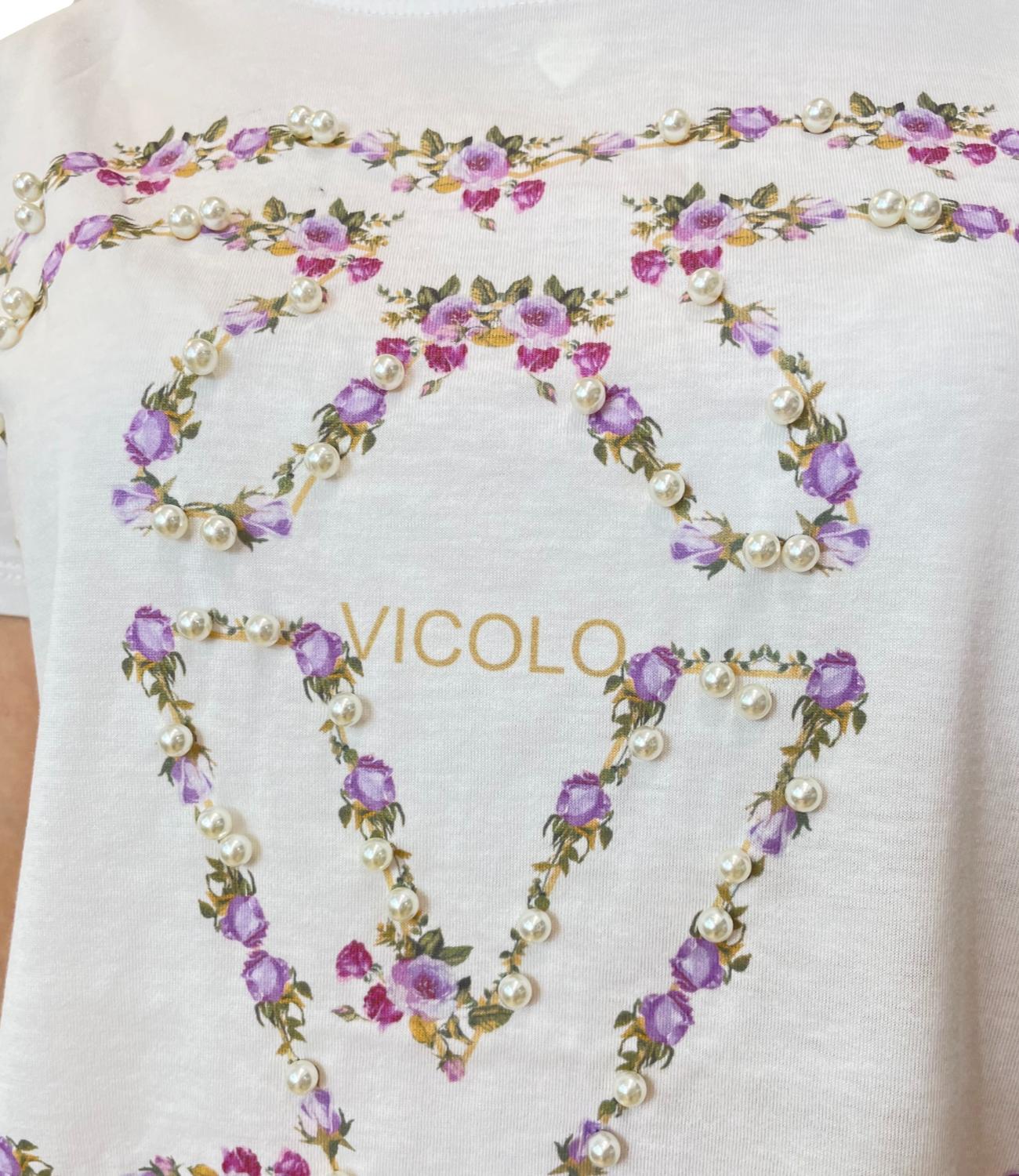 Vicolo t-shirt bianco/viola donna