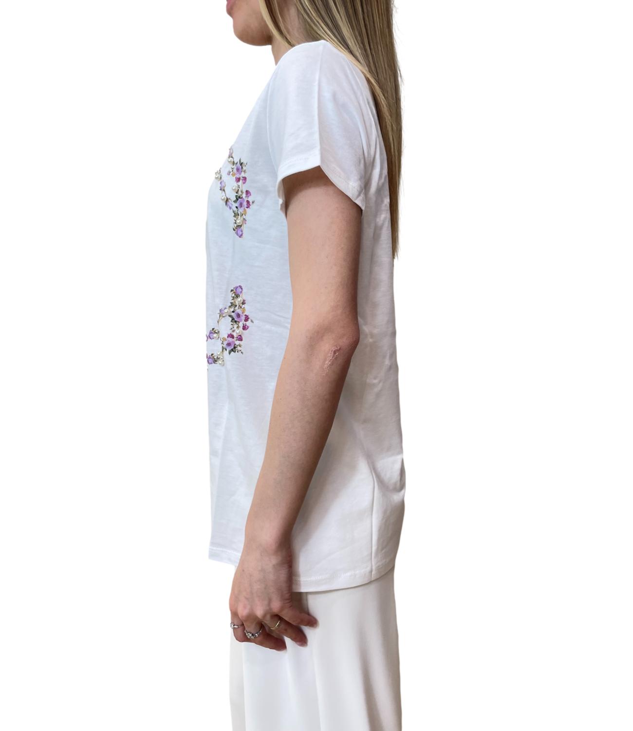 Vicolo t-shirt bianco/viola donna
