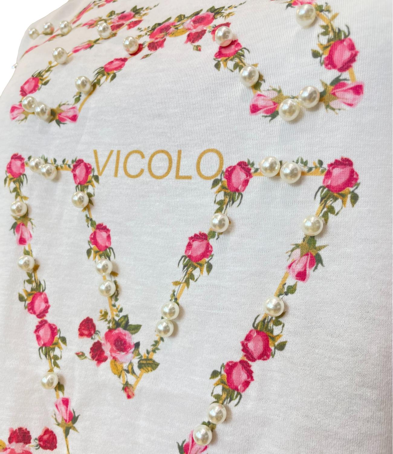 Vicolo t-shirt bianco/rosso donna