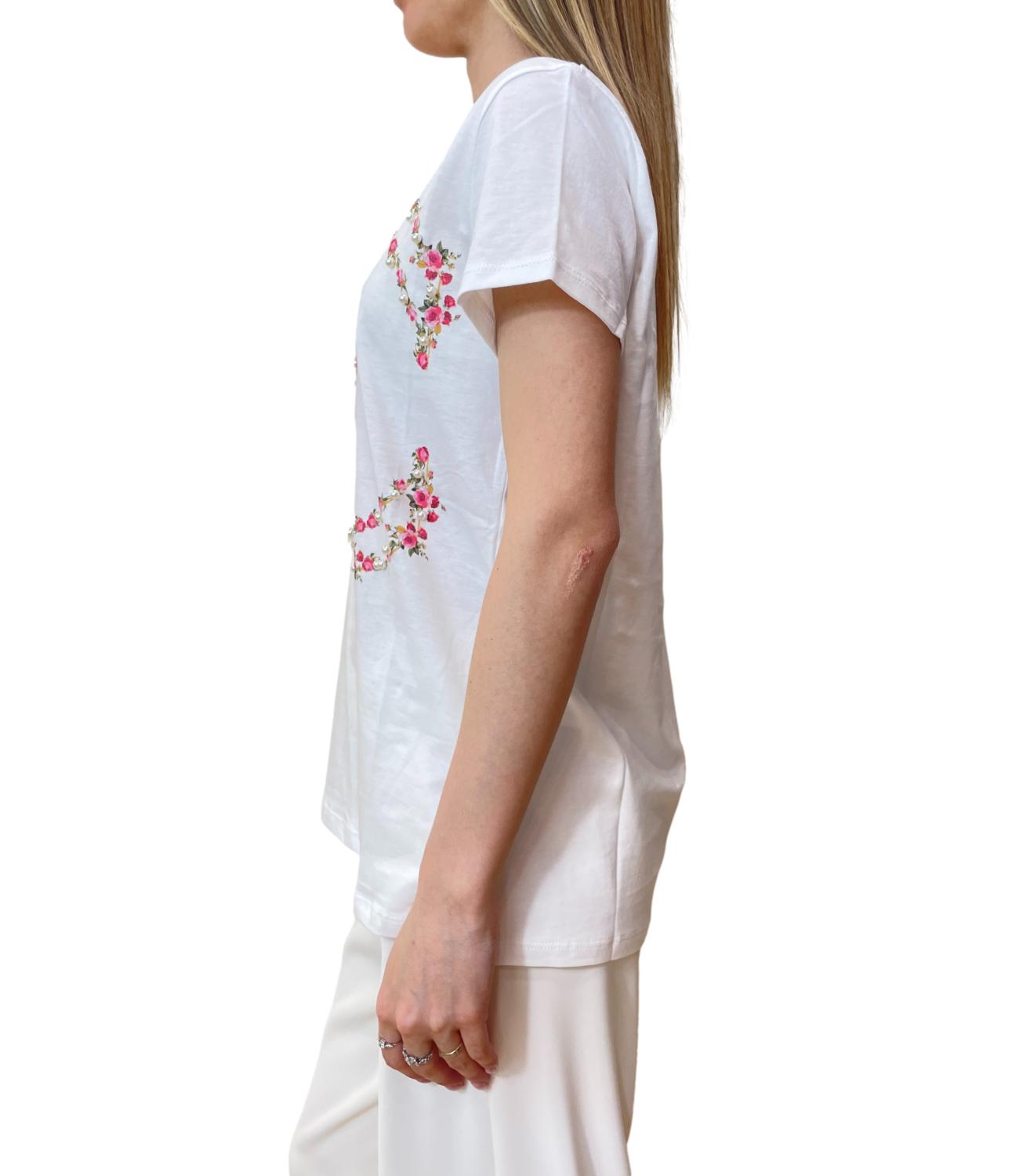 Vicolo t-shirt bianco/rosso donna
