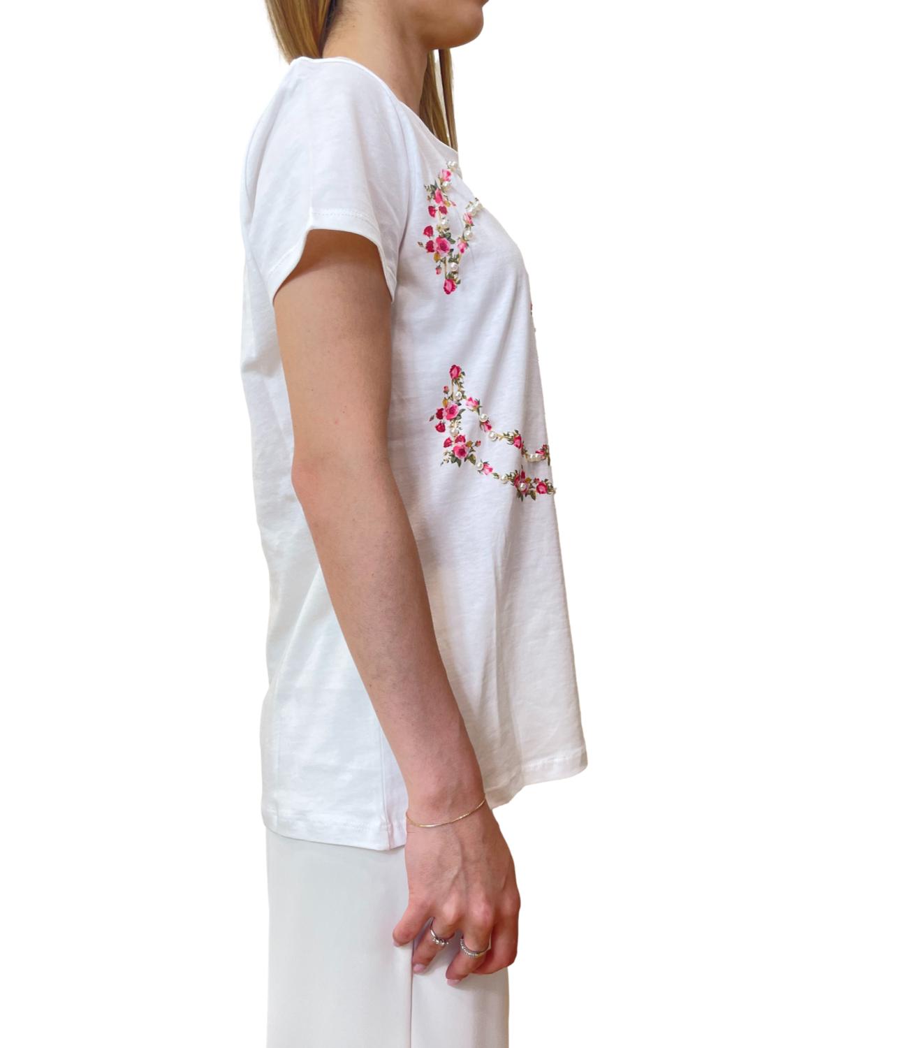 Vicolo t-shirt bianco/rosso donna